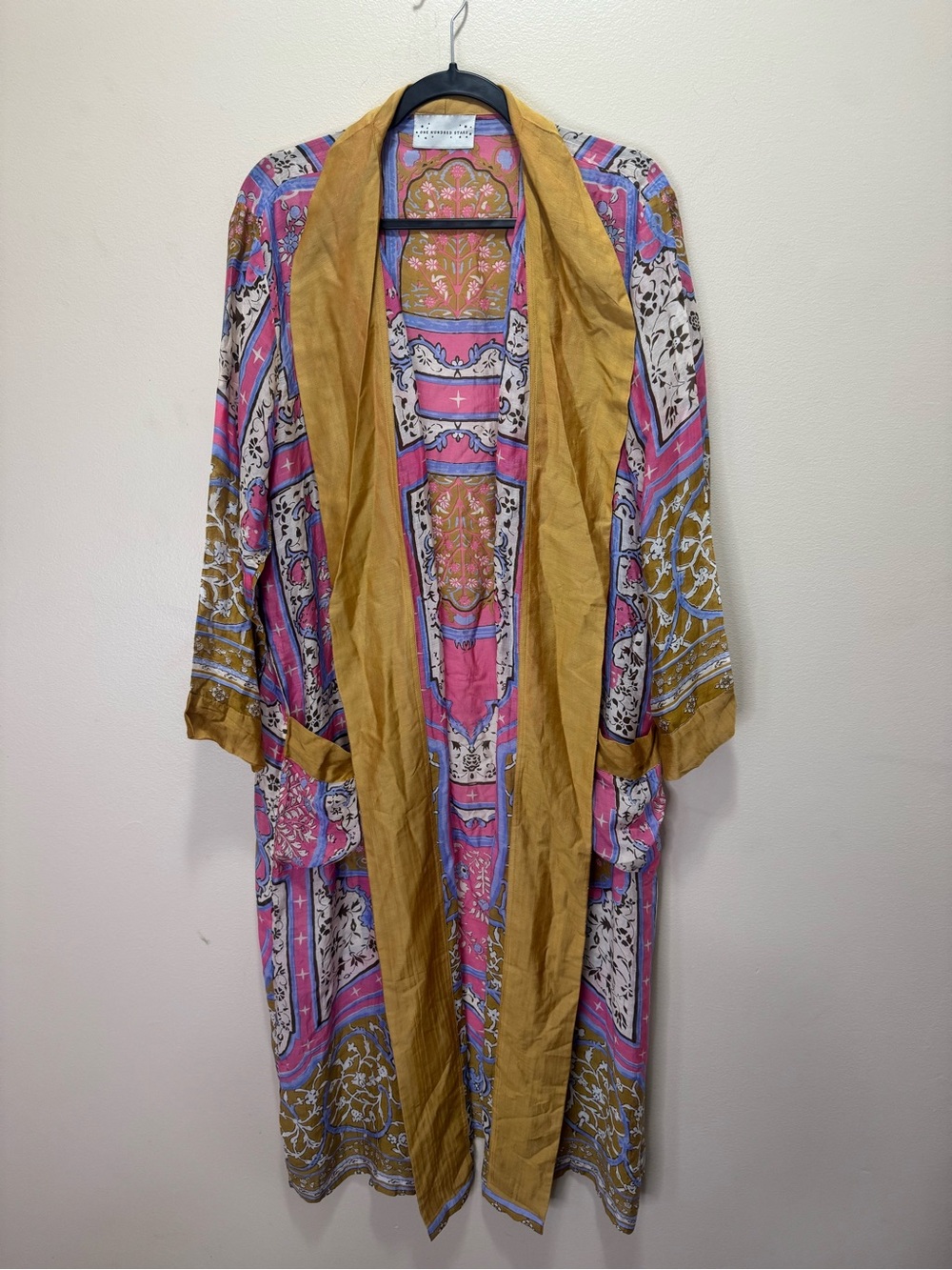 One Hundred Stars Bohemian Paisley Kimono in Pink and Gold